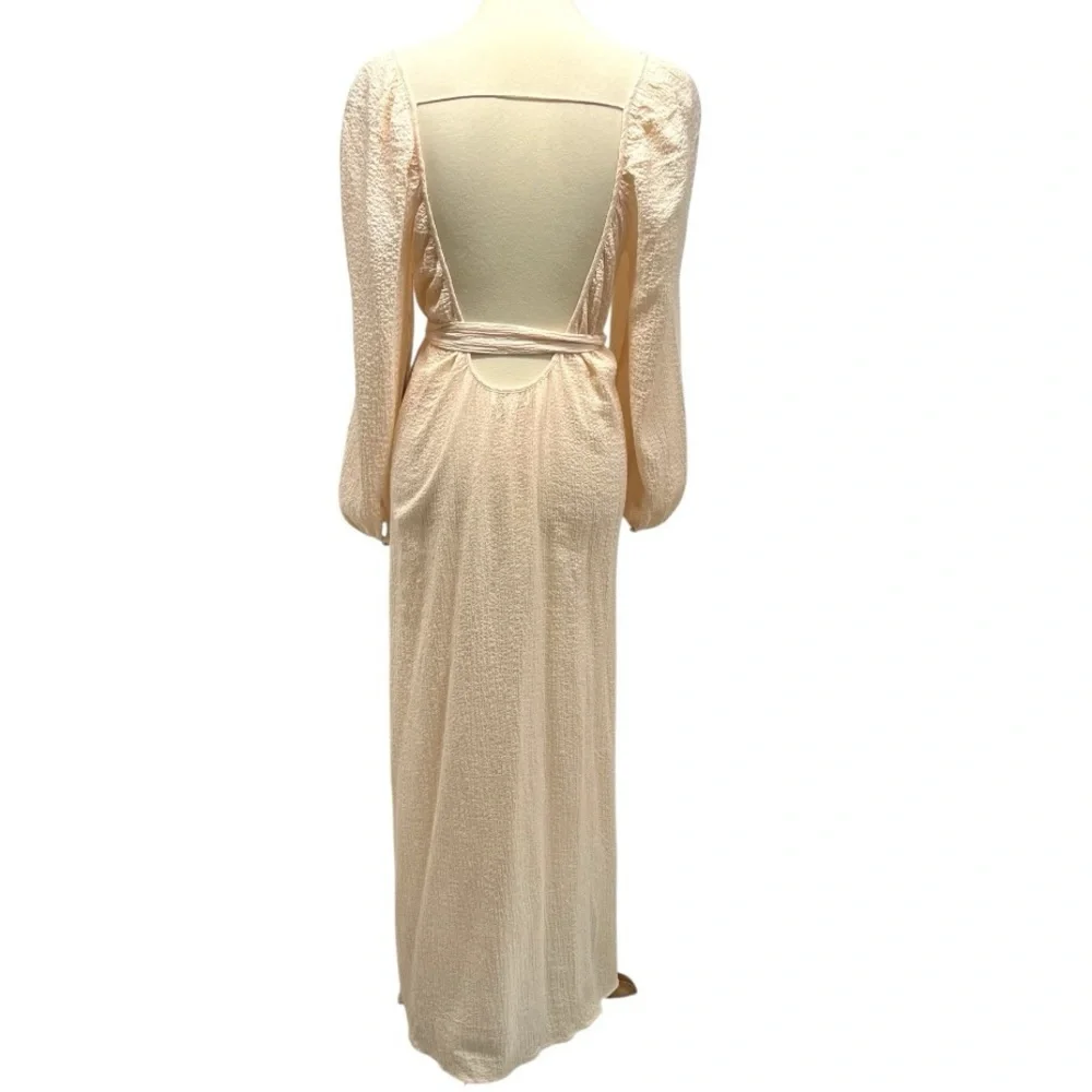 Reformation NWT Milana Blush Crepe Cotton Scoop Neck Long Sleeve Maxi Dress 8 - Picture 11 of 16